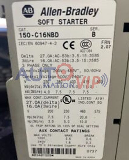 150-C16NBD 150-C16NBR 150-C37NBD AB Soft Start Motor Controller