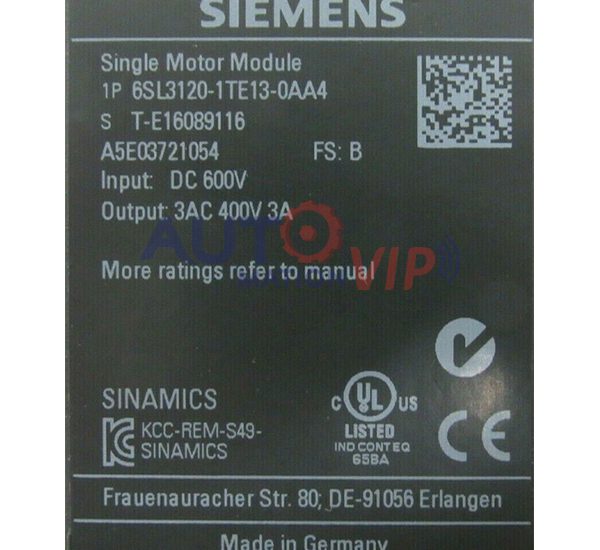 6SL3120-1TE13-0AA4 SIEMENS Single Motor Module