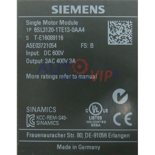 6SL3120-1TE13-0AA4 SIEMENS Single Motor Module