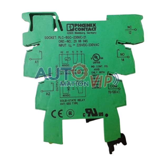 PHOENIX CONTACT Relay Base, PLC-BSC-230UC/21, 2966045