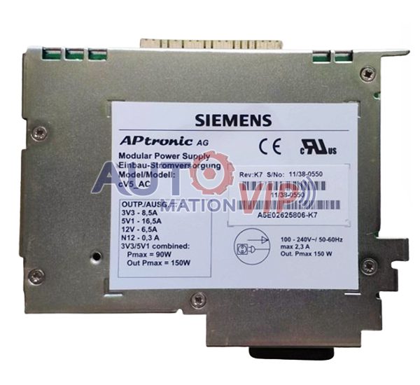Siemens Modular Power Supply, A5E02625806-K7, cV5-AC, A5E02625806-K6