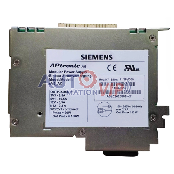 Siemens Modular Power Supply, A5E02625806-K7, cV5-AC, A5E02625806-K6